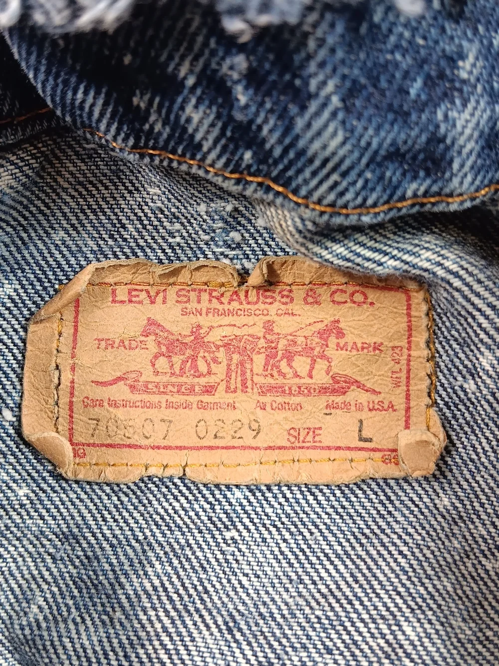Vintage 80s Levi’s Jacket Mens Large Blue Denim Type 3 Galactic Wash Distressed